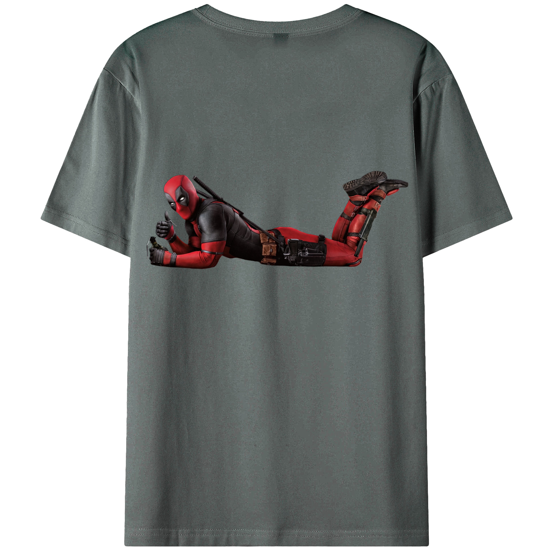（画像用） Deadpool デッドプール 綿100％ メンズ半袖Tシャツ（バックプリント） 通気性